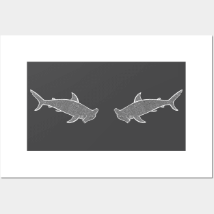 Hammerhead Sharks in Love - cool sea animal design - on dark colors Posters and Art